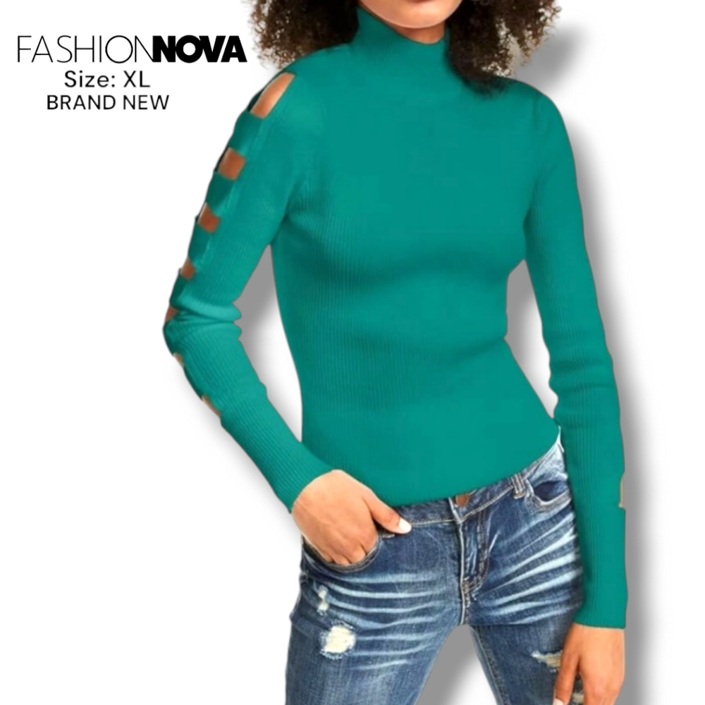 Lattice Green Sweater BRAND NEW